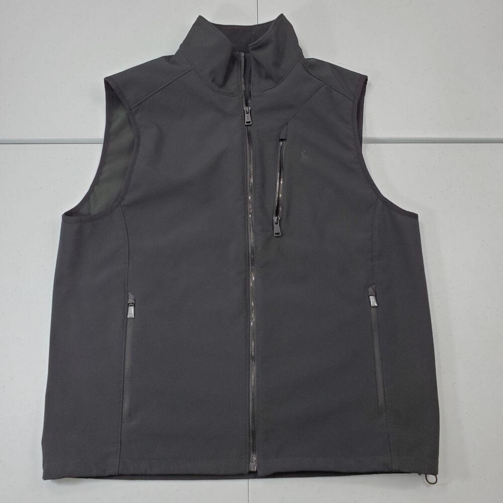 Polo Ralph Lauren Performance Vest Mens L Black Softshell Zip Pockets Fleece